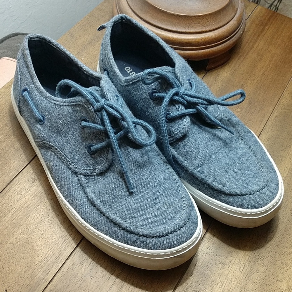 Blue Linen Tennis Shoes